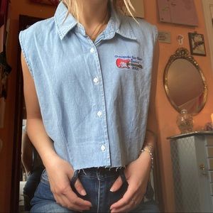 Denim Collared Vest